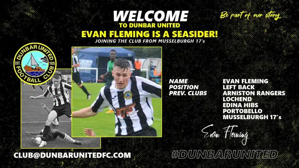 Evan Fleming signs for Dunbar United